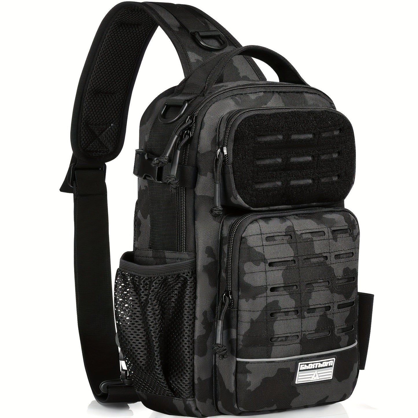 Camouflage Fishing Shoulder Bag with Zipper – Tactical Outdoor Gear Bag for Fishing Tackle, Hunting & Camping, Multi-Pocket Crossbody Bag