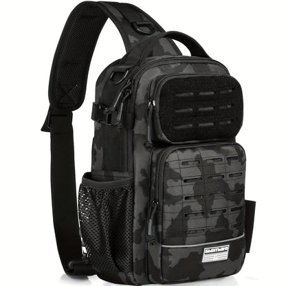 Camouflage Fishing Shoulder Bag with Zipper – Tactical Outdoor Gear Bag for Fishing Tackle, Hunting & Camping, Multi-Pocket Crossbody Bag