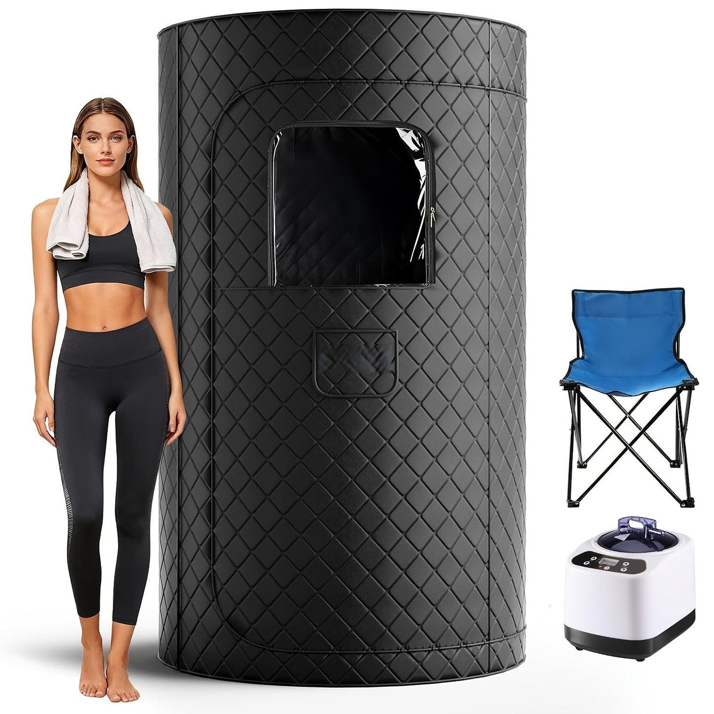 Home Steam Sauna Tent 1200W Personal Spa Box with 10-Min Fast Heating, 9 Heat Levels, 101oz Steamer