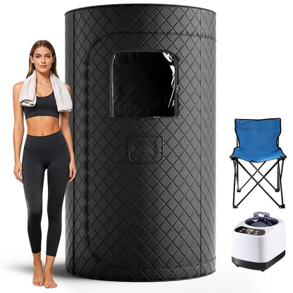 Home Steam Sauna Tent 1200W Personal Spa Box with 10-Min Fast Heating, 9 Heat Levels, 101oz Steamer
