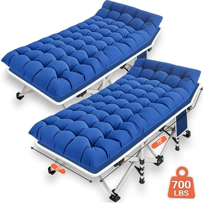 Padded Folding Camping Cot in Standard or XXL Sizes with Blue, Purple, Brown and Two-Pack Options