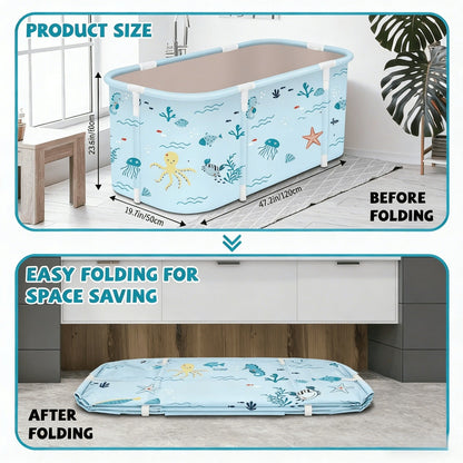 Soaking Tub Foldable Portable for Adults 47.2"x19.7"x21.7", Freestanding Hot Bath & Ice Bath Spa Tub