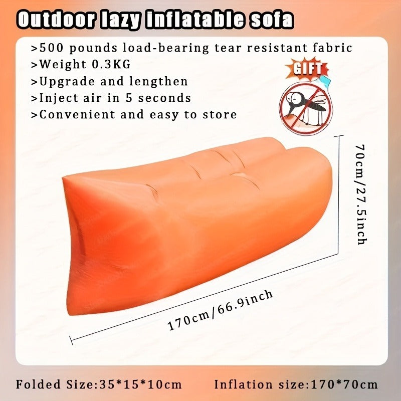 Inflatable Air Sofa Outdoor Camping Lounger 440LB Heavy Duty Quick Inflate Portable Lazy Bag Sofa Bed with Carry Bag Lightweight Compact