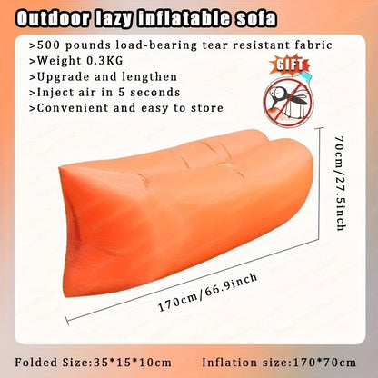 Inflatable Air Sofa Outdoor Camping Lounger 440LB Heavy Duty Quick Inflate Portable Lazy Bag Sofa Bed with Carry Bag Lightweight Compact