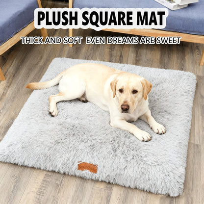 Fleece-Lined Dog Bed & Cat Mat – Thickened Warm Washable Square Pet Bedding for All Breeds | S, M, L, XL, XXL