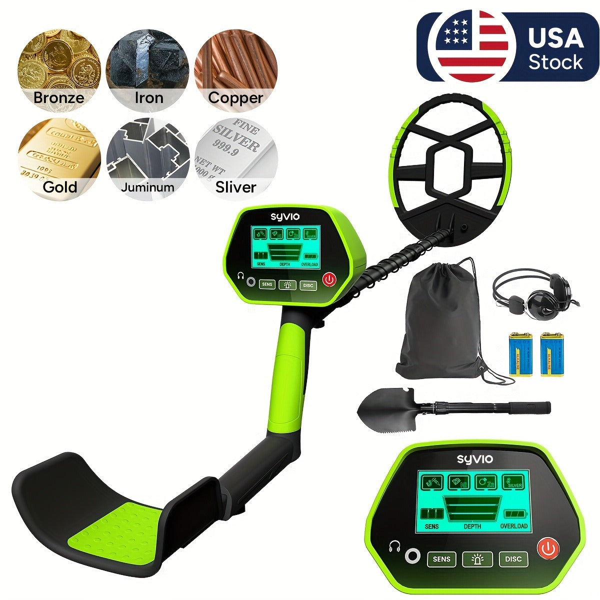 Metal Detector with LCD Display 8-Inch Coil 4 Modes Waterproof for Coins Relics Gold