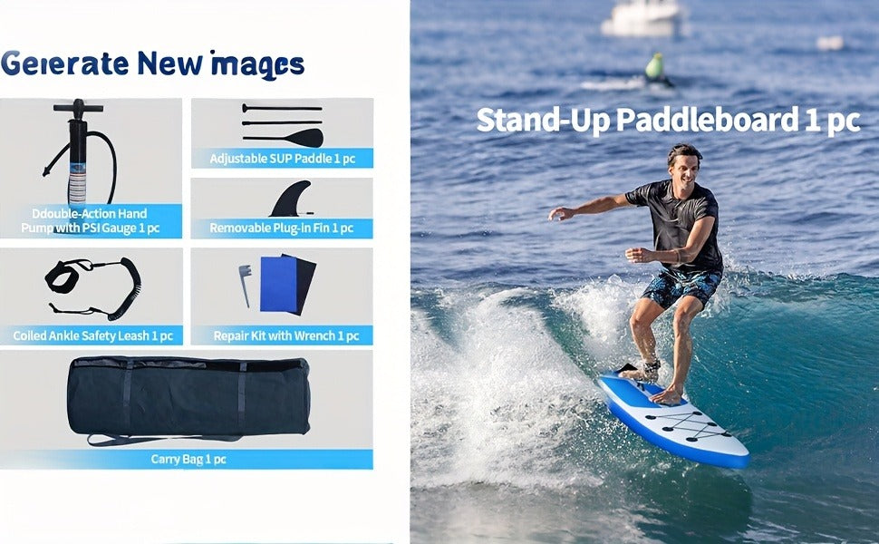Inflatable Stand Up Paddle Board SUP Yoga Board 124'' x 31'' Wide Stance Non-Slip Deck with Paddle Pump Leash Carry Bag for Teens Adults