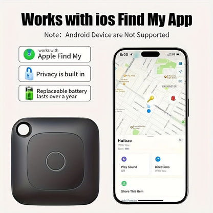 Round Bluetooth Item Finder in One-, Two- or Four-Pack Black Options with 1.43-Inch Case and Key Ring