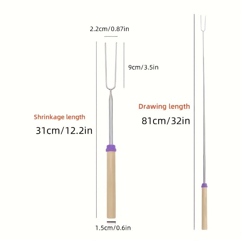 Marshmallow Roasting Sticks 12-Pack Extendable Stainless Steel + Bag, for Grilling, Camping and Outdoor Meals
