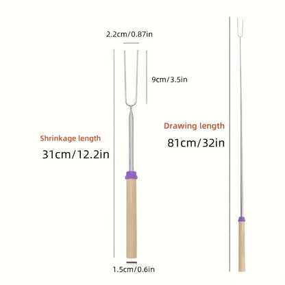 Marshmallow Roasting Sticks 12-Pack Extendable Stainless Steel + Bag, for Grilling, Camping and Outdoor Meals
