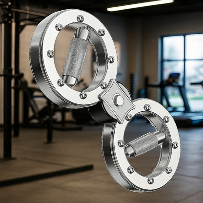 Fitness Equipment Silver Wrist and Forearm Trainer with Dual Grip Rings and 360-Degree Center Arm