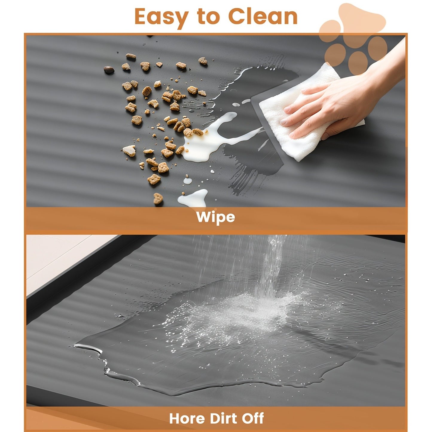 Waterproof Pet Feeding Mat 36"x24" Non-Slip Dog Bowl Mat with Raised Edges & Diversion Grooves – Large Food and Water Mat for Dogs & Cats