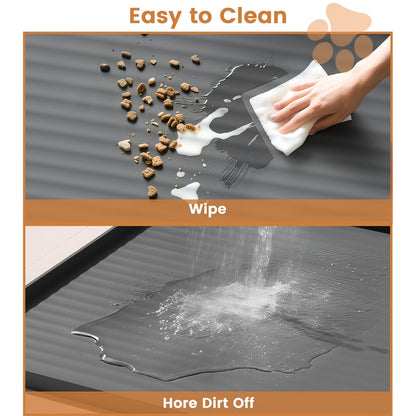 Waterproof Pet Feeding Mat 36"x24" Non-Slip Dog Bowl Mat with Raised Edges & Diversion Grooves – Large Food and Water Mat for Dogs & Cats
