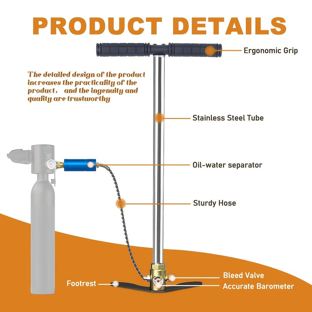 Mini Scuba Tank Set 0.5L – Reusable Diving Cylinder with Hand Pump, 3000PSI 200Bar, 35 Breaths Backup Air for Shallow Water Diving Reef