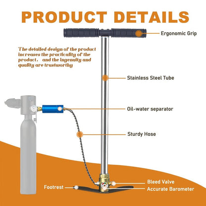 Mini Scuba Tank Set 0.5L – Reusable Diving Cylinder with Hand Pump, 3000PSI 200Bar, 35 Breaths Backup Air for Shallow Water Diving Reef