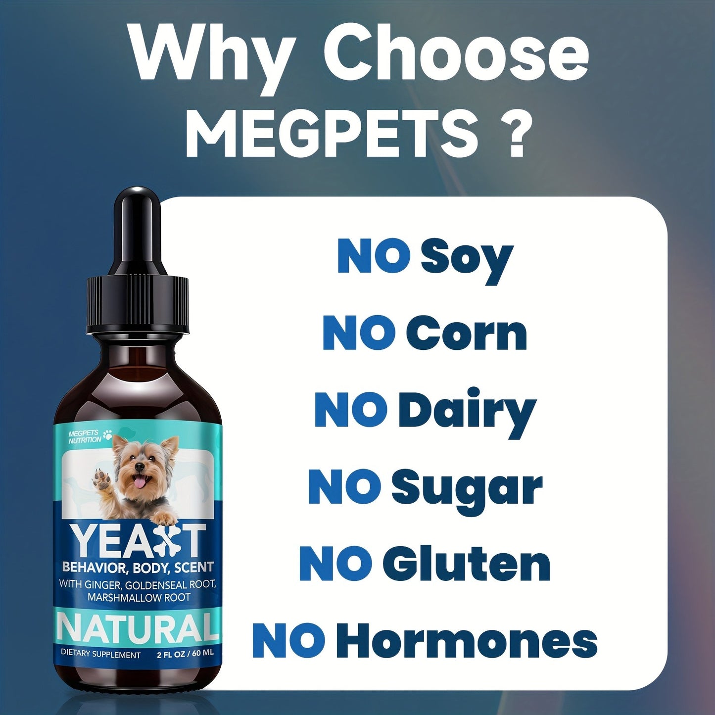 Yeast Supplement Drops for Dogs & Cats – No Odor Formula with Pau D’Arco Bark & Goldenseal Herb Liquid Extract | Easy-to-Use Pet Antifungal