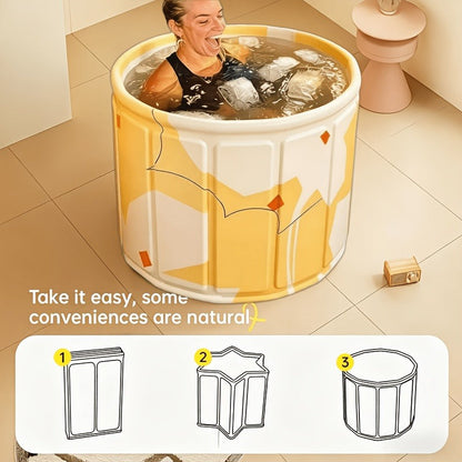 Thermal Insulated Bathtub Foldable Non-Inflatable for Adults – Hot & Cold Dual Use, Ice Bath Muscle Relief & Warm Soak