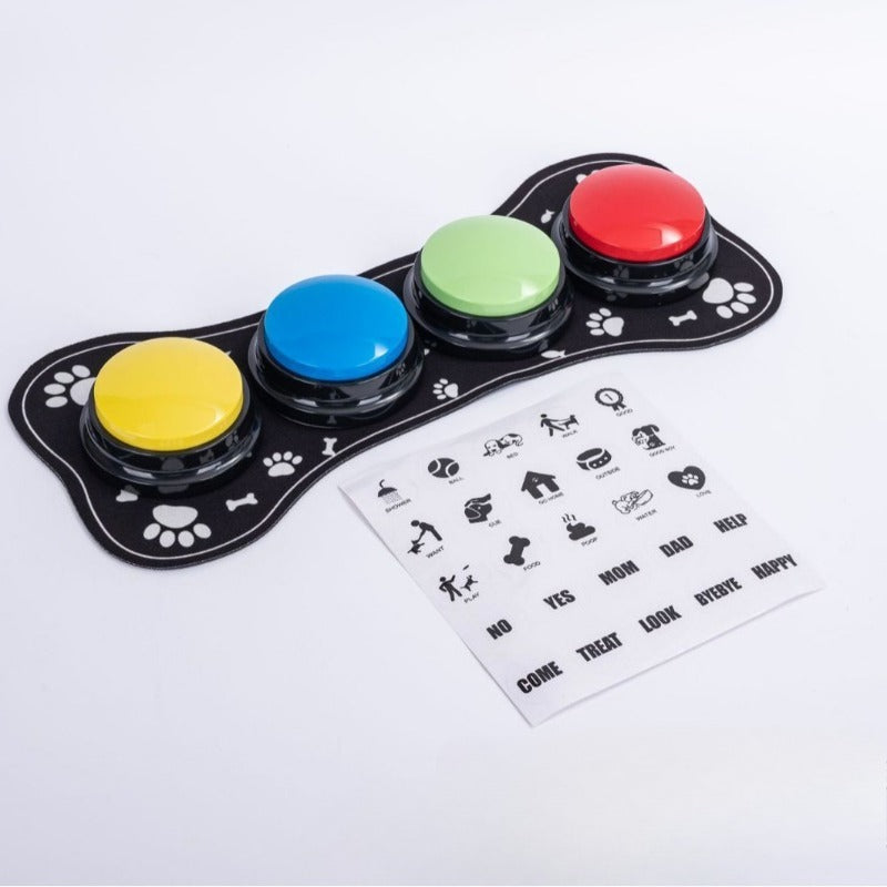 Dog Communication Buttons for Talking – Pet Training Buttons with Mat, Recordable Dog Talking Button Set, Durable Easy-Clean