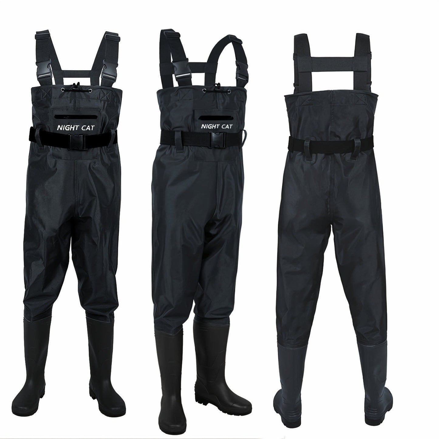 Waterproof Chest Waders for Men – Bootfoot PVC Fishing Suit with H-Back Suspenders, Anti-Slip Rubber Boots | Sizes 7.5–13 | Ice Fishing