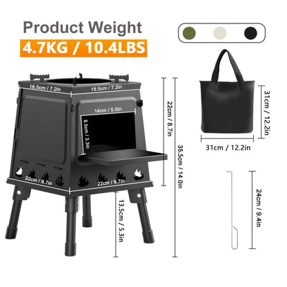 Camping Wood Stove Portable Wood Burning Stove – Outdoor BBQ Rocket Stove for Hiking Picnic Survival Cooking