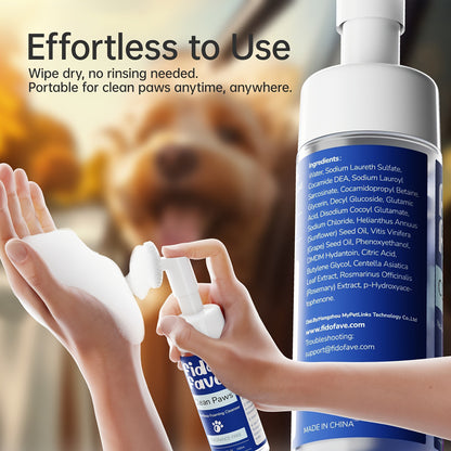 Dog Paw Cleaner No-Rinse with Soft Brush – pH Balanced Paw Wash for Dogs & Cats, 5oz Gentle Grooming Cleanser in Lavender Chamomile
