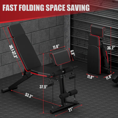 14-in-1 Adjustable Weight Bench Foldable – 770lb Capacity, Multi-Function Full Body Strength Training, Space-Saving Design