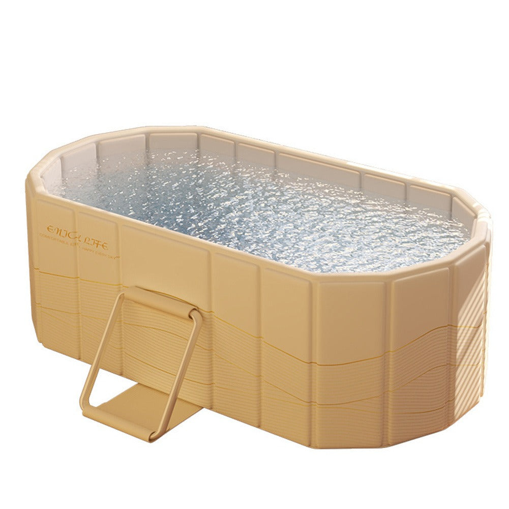 Ice Bath Tub Foldable Portable with Dual Drainage, Collapsible Cold Plunge & Hot Bath Tub for Garden, Patio and Yard Use