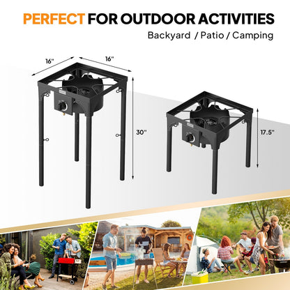 Outdoor Propane Burner Stove Cast Iron High Pressure Gas Cooker with Detachable Stand Legs