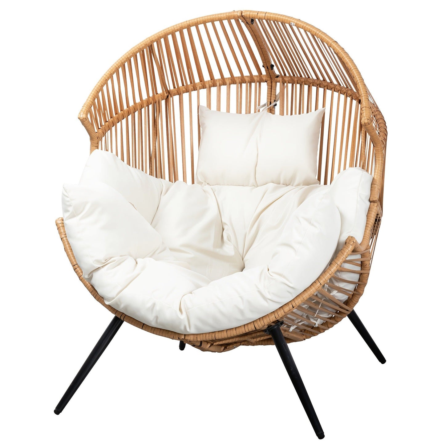 Egg Chair Outdoor Wicker PE Rattan Oversized Patio Lounge Chair with Cushion Rocking Egg Chair for Garden, Patio and Yard Use