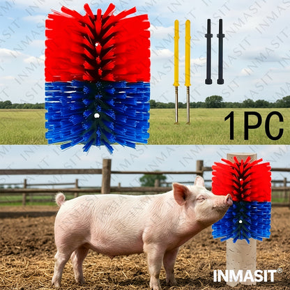 Livestock Grooming Brush Scratcher 8.7" – All-in-One Massage & Itch Relief Tool for Horse, Cow, Goat & Pig | Easy Install with 4 Screws
