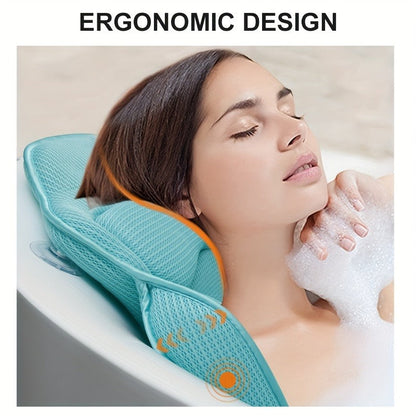 Full-Body Bathtub Cushion in 60 × 21.7-Inch Size with Aqua Mesh, Raised Headrest and Lumbar Pad