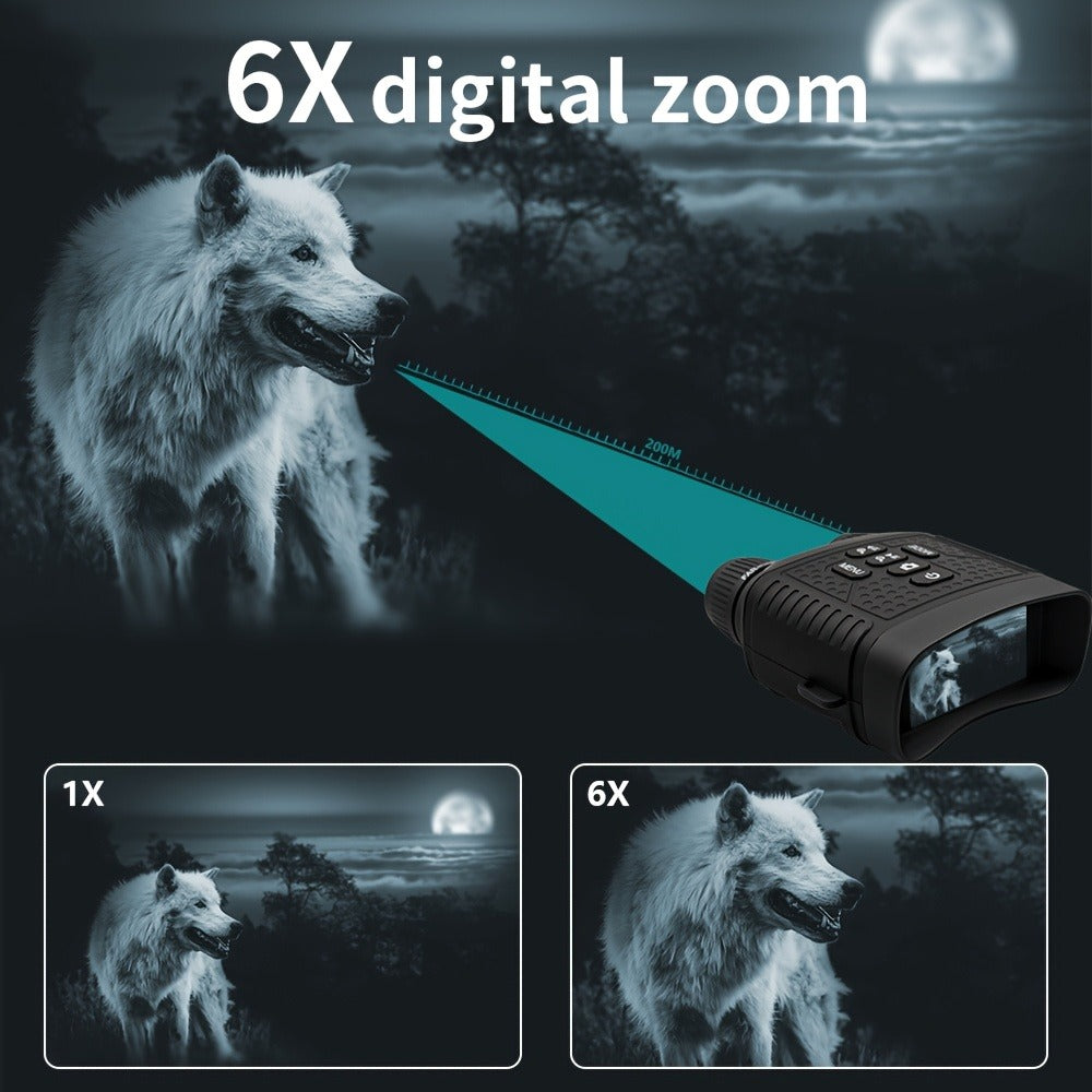 Digital Night Vision Monocular 6X – Infrared Night Vision Scope with 2000mAh Battery, 3" LCD Screen & Photo/Video Recording for Hunting