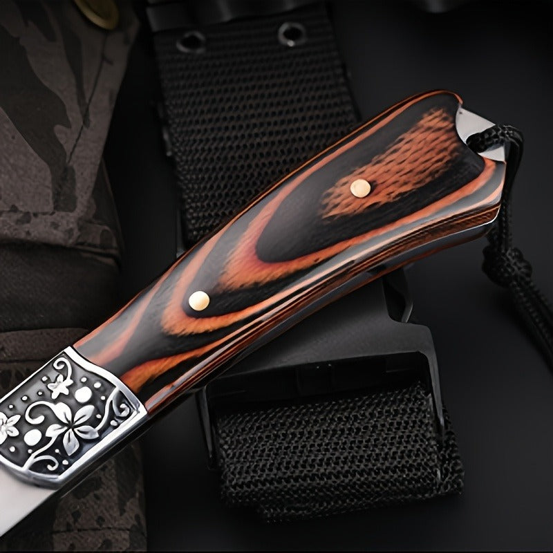 Viking Hatchet High Carbon Steel – Full Tang Camping Axe with Nylon Sheath & Gift Box | Animal Carved Handle for Wood Splitting