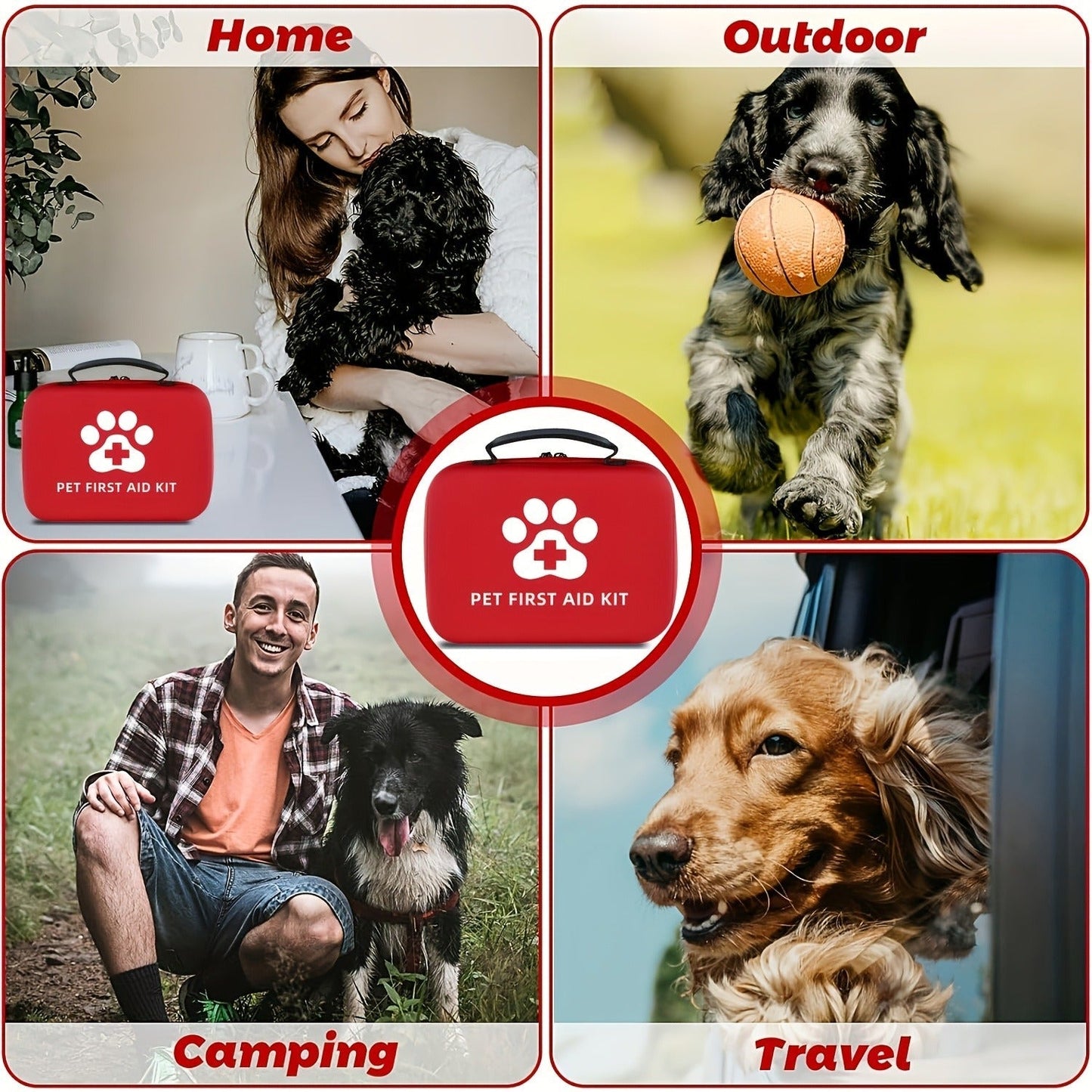 101-Piece Pet First Aid Kit with Portable Case – Multifunctional Emergency Dog & Cat Care Kit for Hiking, Camping, Backpacking