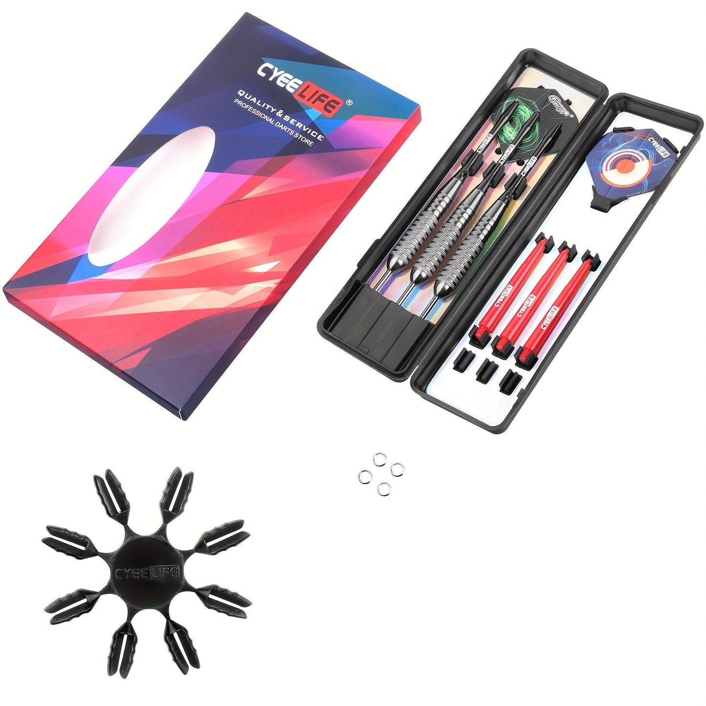 Professional Steel Tip Darts Set with Carrying Case – Aluminum & PVC Shafts, Extra Replacement Flights & Plastic Protectors