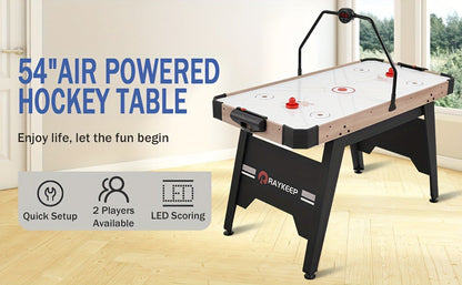 54 Inch Air Hockey Table with LED Scorer – Indoor Arcade Hockey Game Set with 2 Pucks & 2 Pushers, Portable Sports Gaming Table for Game