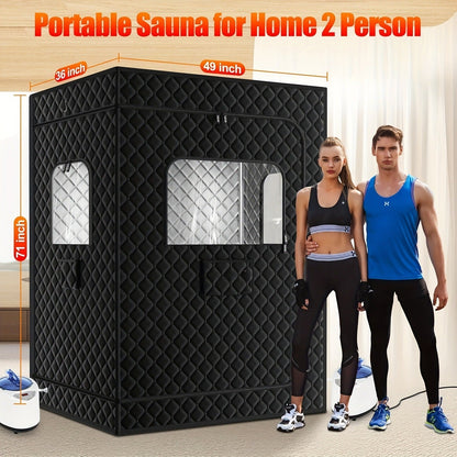 Double Person Sauna Tent 71x49x36in Extra Large 2-Person Steam Sauna Box for Home with 2 Steamers