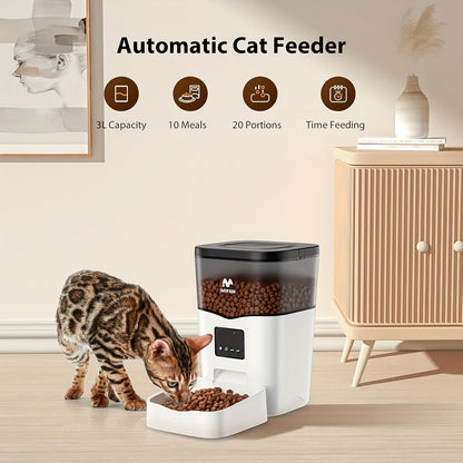 Smart WiFi Automatic Pet Feeder 101oz – App Control, Up to 10 Meals Per Day, HD Camera Option with 2.4G & 5G, Voice Assistant Compatible