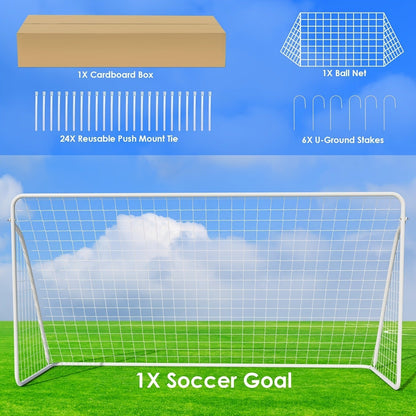 Portable Soccer Goal 12x6 FT with Heavy Duty Steel Frame Net & Ground Stakes for Backyard Home School Practice