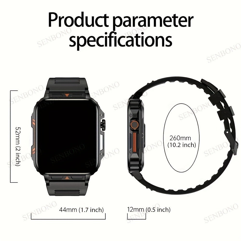 Smartwatch with Wireless Calling – 1.95" HD Display, 100+ Sport Modes, IP68 marking, Step & Calorie Tracker | SENBONO Men & Women
