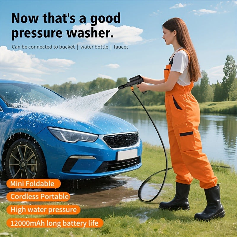 Portable Pressure Washer Cordless 980PSI, 3x 4000mAh Batteries, 5-in-1 Nozzle, Foam Cannon, 33FT Hose