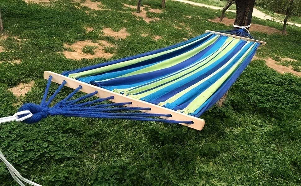 Woven Nylon-Style Hammock, 110 x 59 Inches with Two 118-Inch Ropes, Two D-Shaped Connectors and Carry Bag