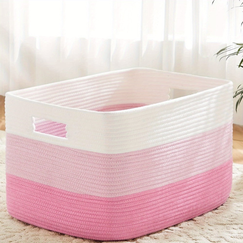 Storage Bag, Open-Top Woven Organizer in 30L, 65L or 100L with Handles and Black, Pink, Gray or Blue Options