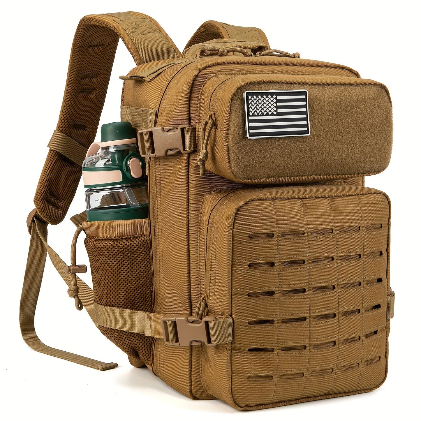 25L Tactical Laptop Backpack with Dual Side Bottle Pockets and Nine Color or Pattern Options