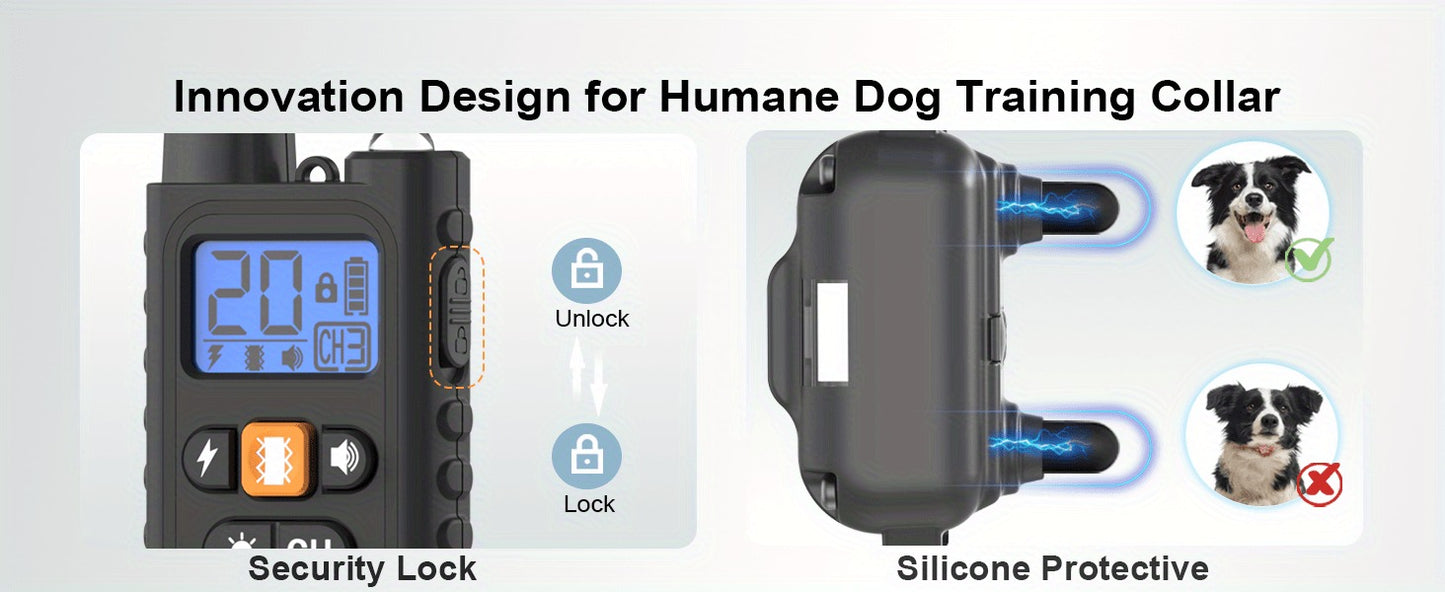 Dog Training Collar with Remote 3300ft Range 3 Modes Beep Vibration Safe Shock for 5-120lbs Dogs Rechargeable Waterproof E-Collar for 2 or 3