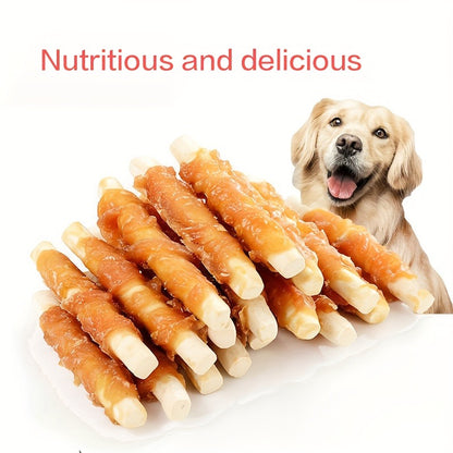 Calcium Stick Dog Treats – Chicken Wrapped Milk Calcium Sticks, High Protein Easily Digestible Training Rewards for Small Medium Large Dogs
