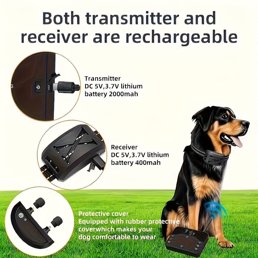 Wireless Dog Fence System with Remote Training Collar – 2.4GHz 800ft Range, 9-Level Adjustable, Containment System