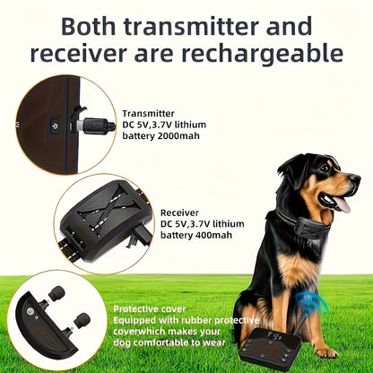 Wireless Dog Fence System with Remote Training Collar – 2.4GHz 800ft Range, 9-Level Adjustable, Containment System