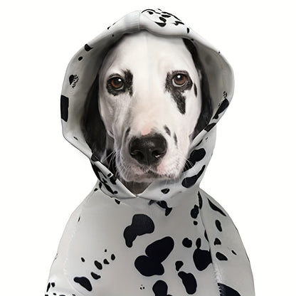 Dog Hoodie Dalmatian Print Pullover Sweatshirt – Soft Polyester Hooded Pet Costume for Small Medium Large Dogs