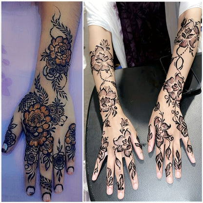 Tattoo Stencil Kit with Brown Paste Ink & Flash Spray, Pre-Cut Hollow Template DIY Freehand Henna Style